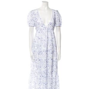 La Ligne white and blue embroidery face dress circa 2020
